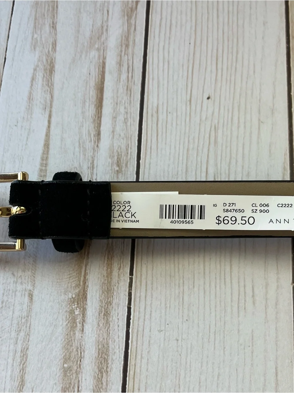 Ann Taylor Black Suede Oval Gold Buckle Belt